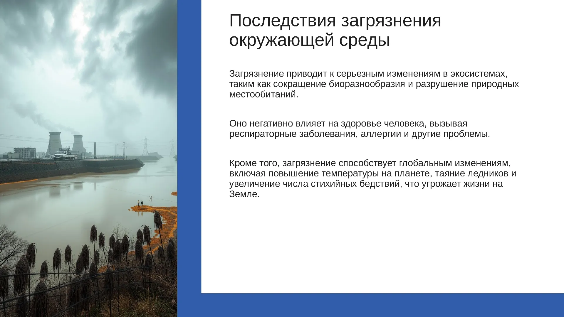 Последствия загрязнения окружающей среды - слайд для презентации на тему 