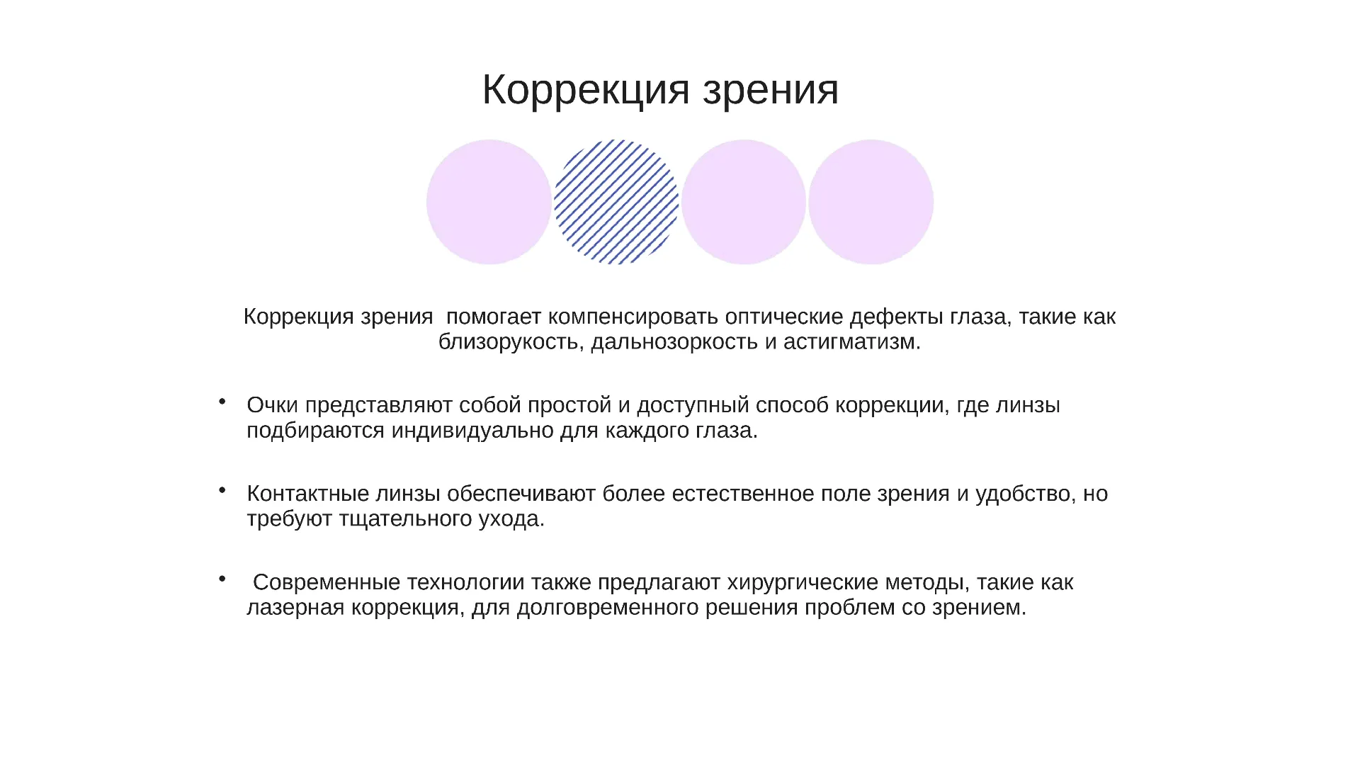 Коррекция зрения - слайд для презентации на тему 