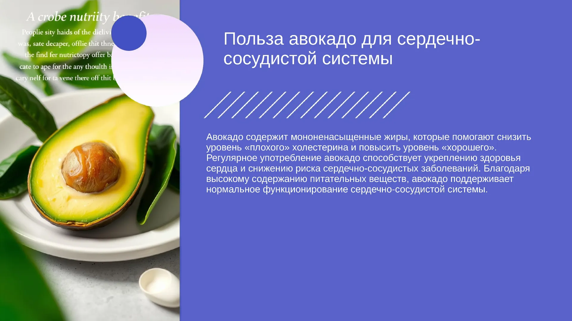 Польза авокадо для сердечно-сосудистой системы - слайд для презентации на тему 