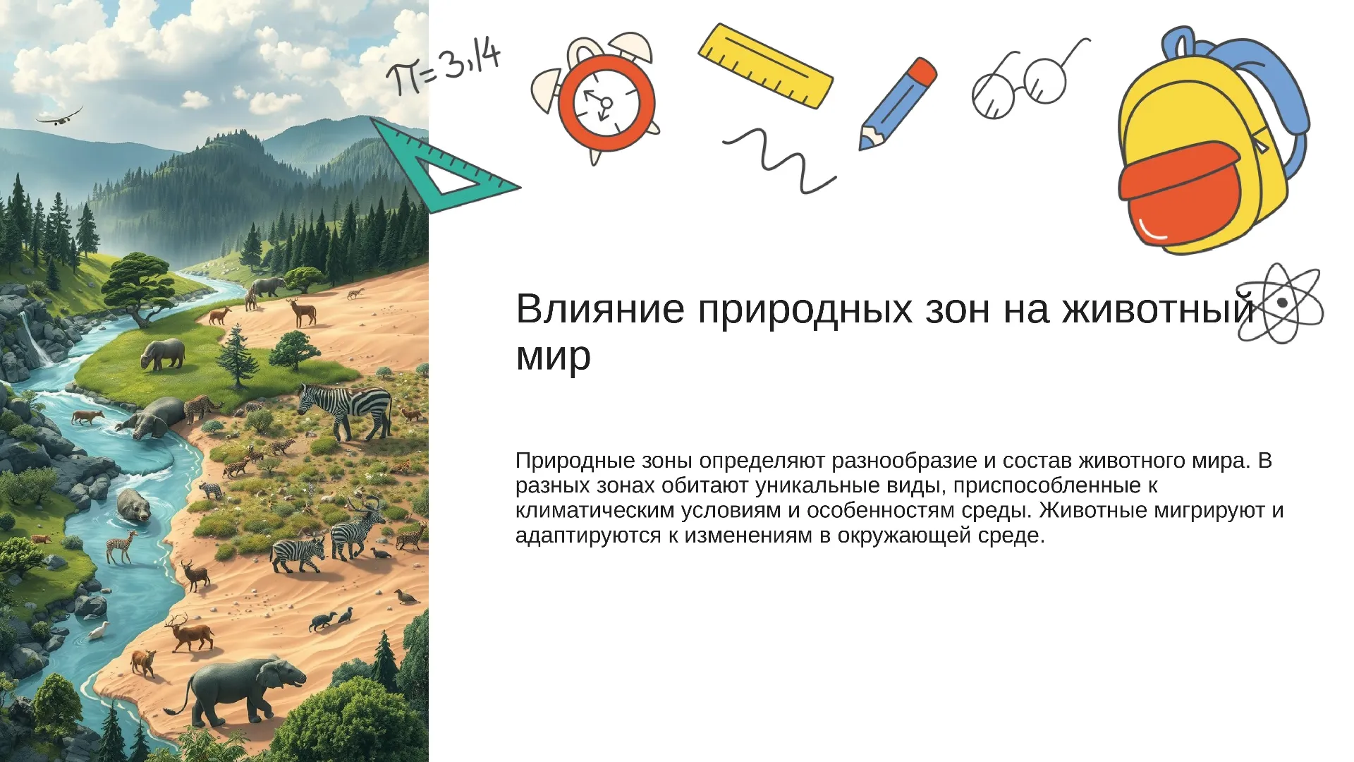 Влияние природных зон на животный мир - слайд для презентации на тему 