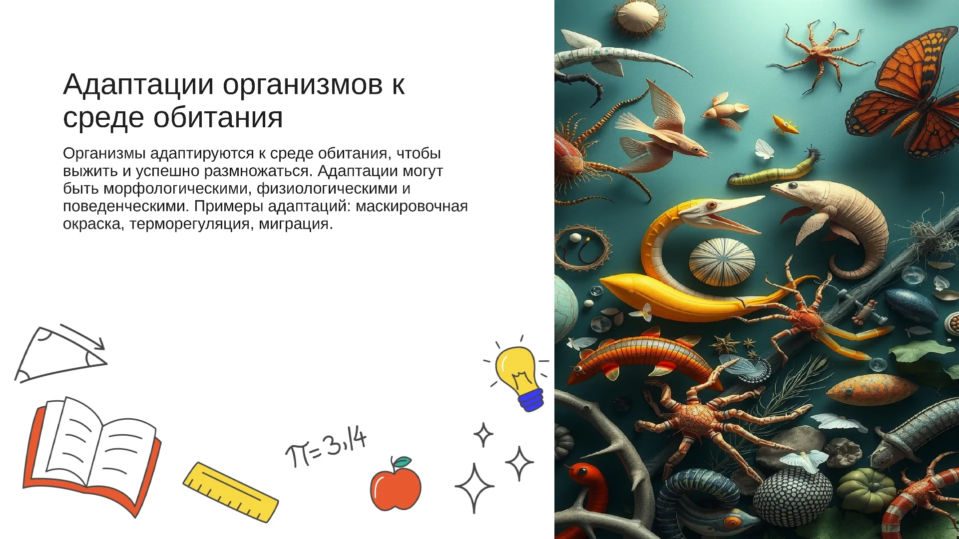 Адаптации организмов к среде обитания - слайд для презентации на тему 