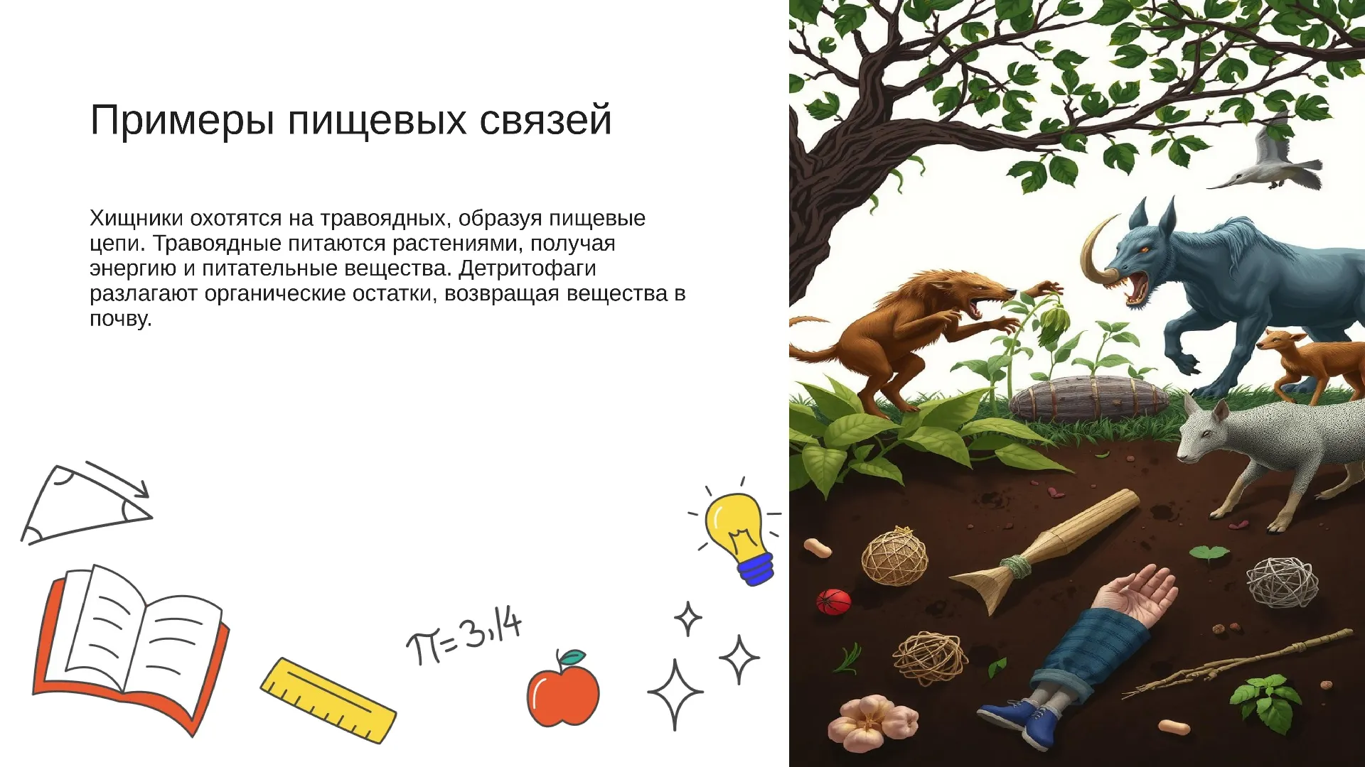 Примеры пищевых связей - слайд для презентации на тему 