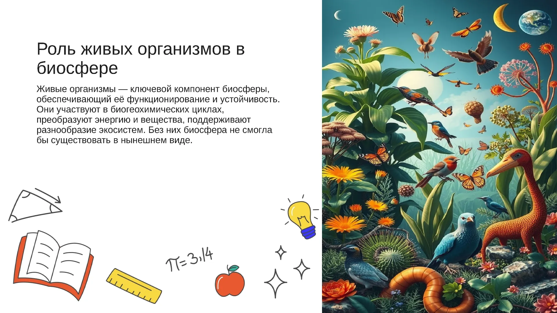 Роль живых организмов в биосфере - слайд для презентации на тему 