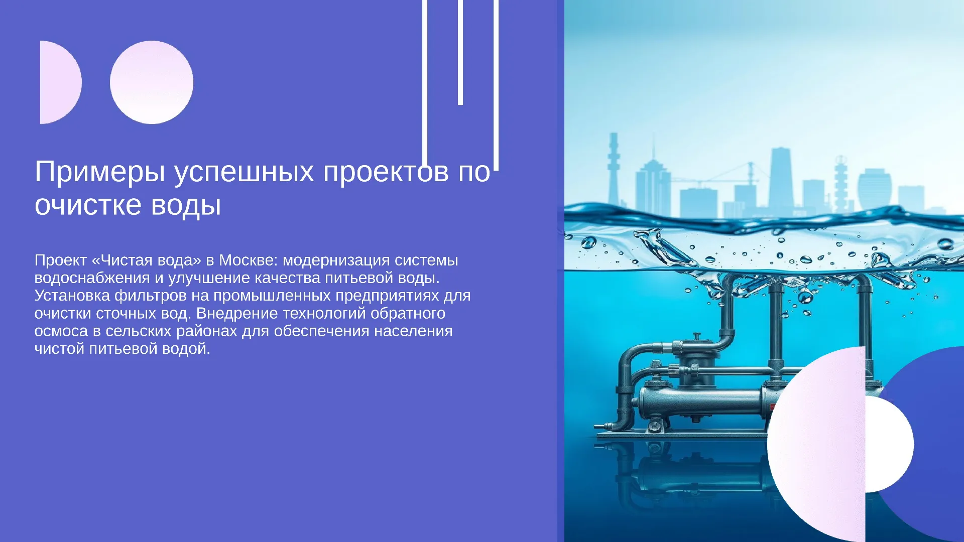 Примеры успешных проектов по очистке воды - слайд для презентации на тему 