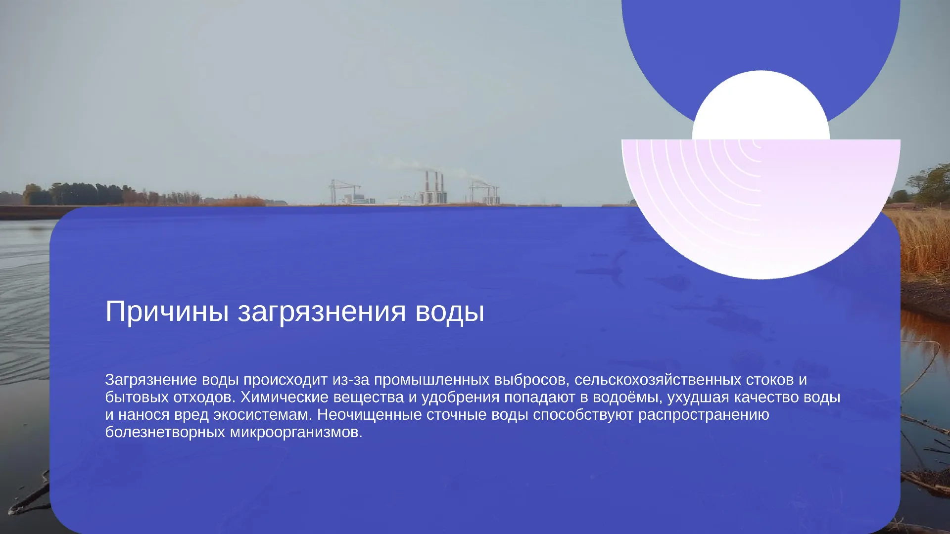Причины загрязнения воды - слайд для презентации на тему 