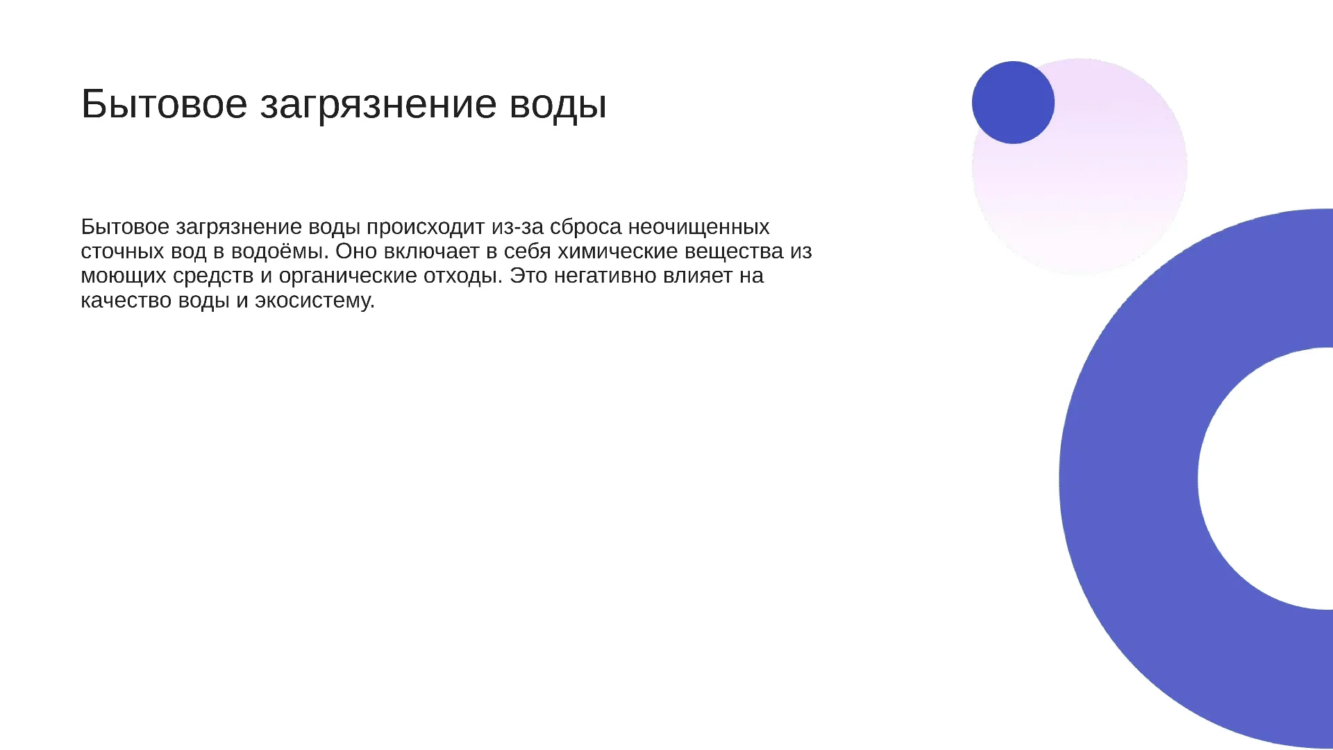Бытовое загрязнение воды - слайд для презентации на тему 