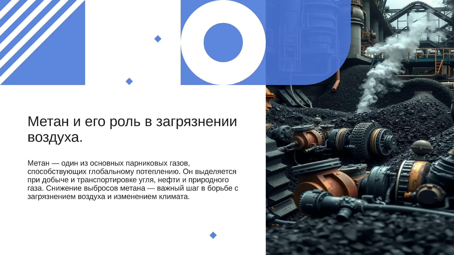Метан и его роль в загрязнении воздуха. - слайд для презентации на тему 
