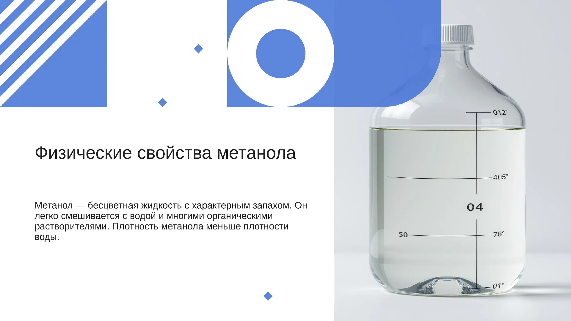 Физические свойства метанола - слайд для презентации на тему 