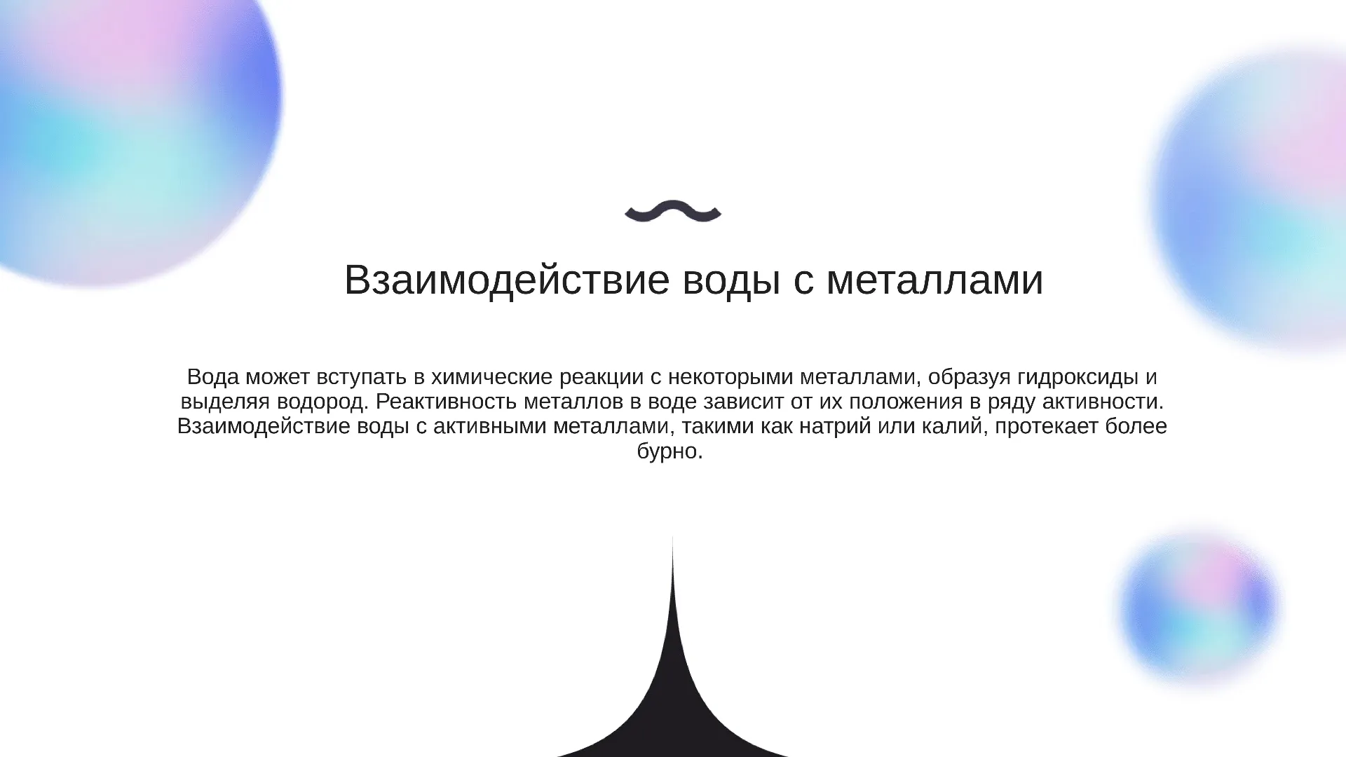 Взаимодействие воды с металлами - слайд для презентации на тему 