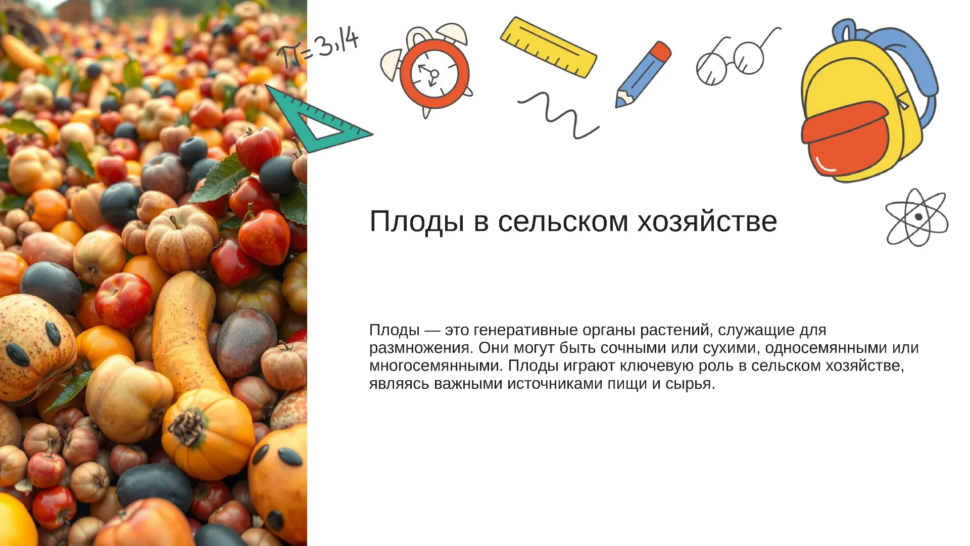 Плоды в сельском хозяйстве - слайд для презентации на тему 
