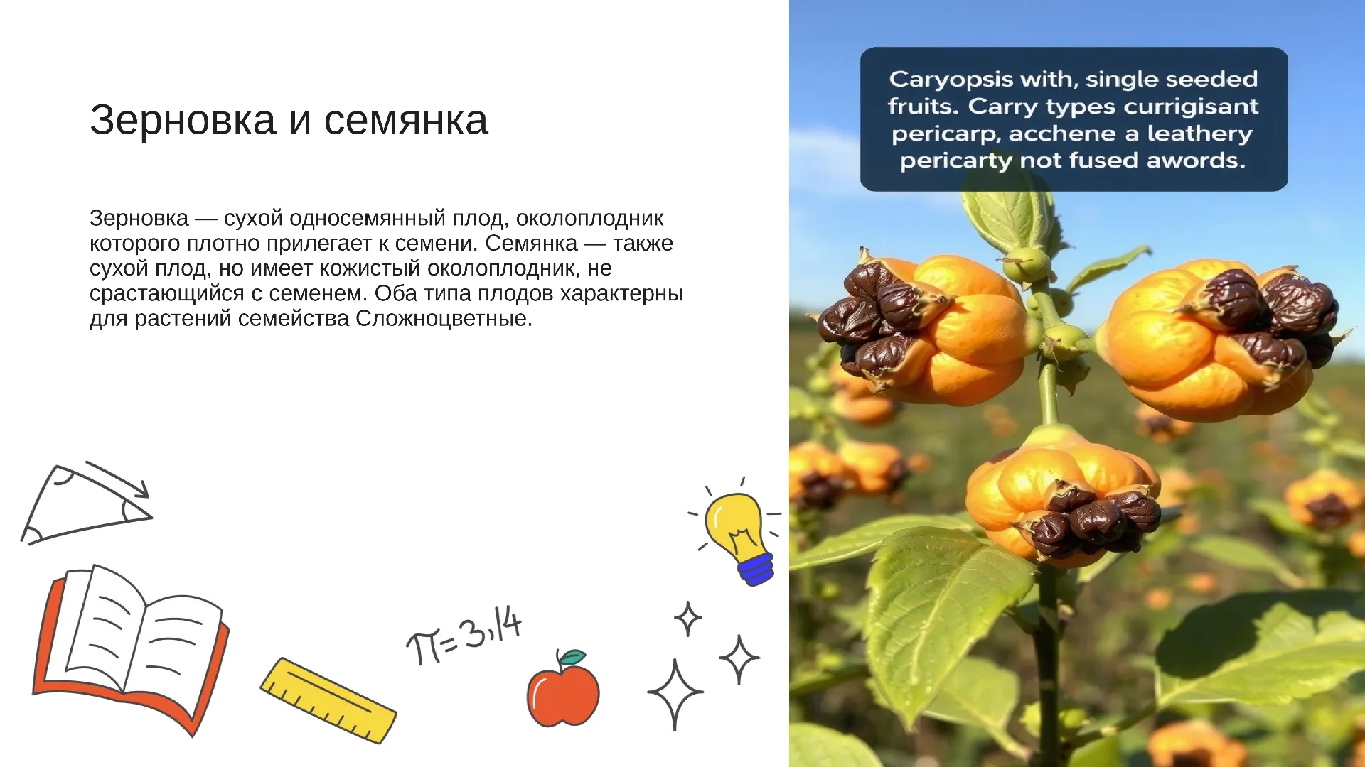 Зерновка и семянка - слайд для презентации на тему 