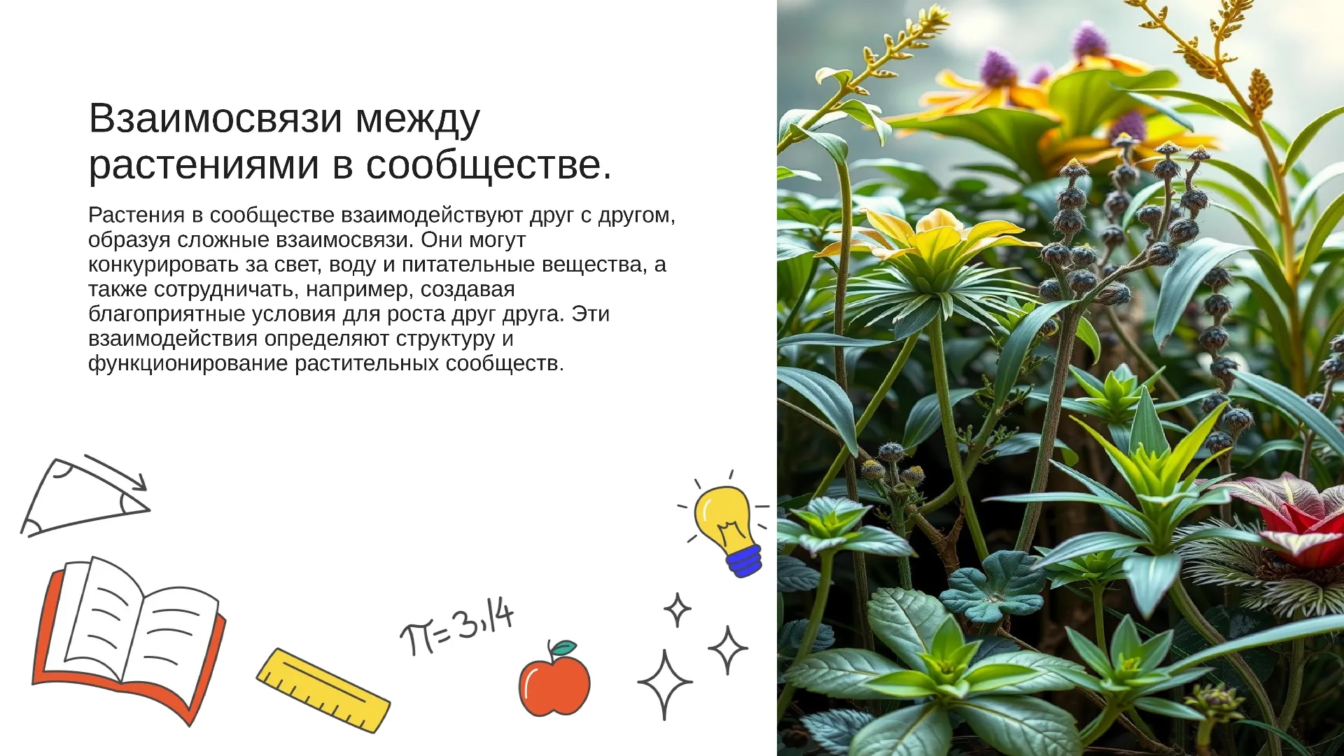 Взаимосвязи между растениями в сообществе. - слайд для презентации на тему 
