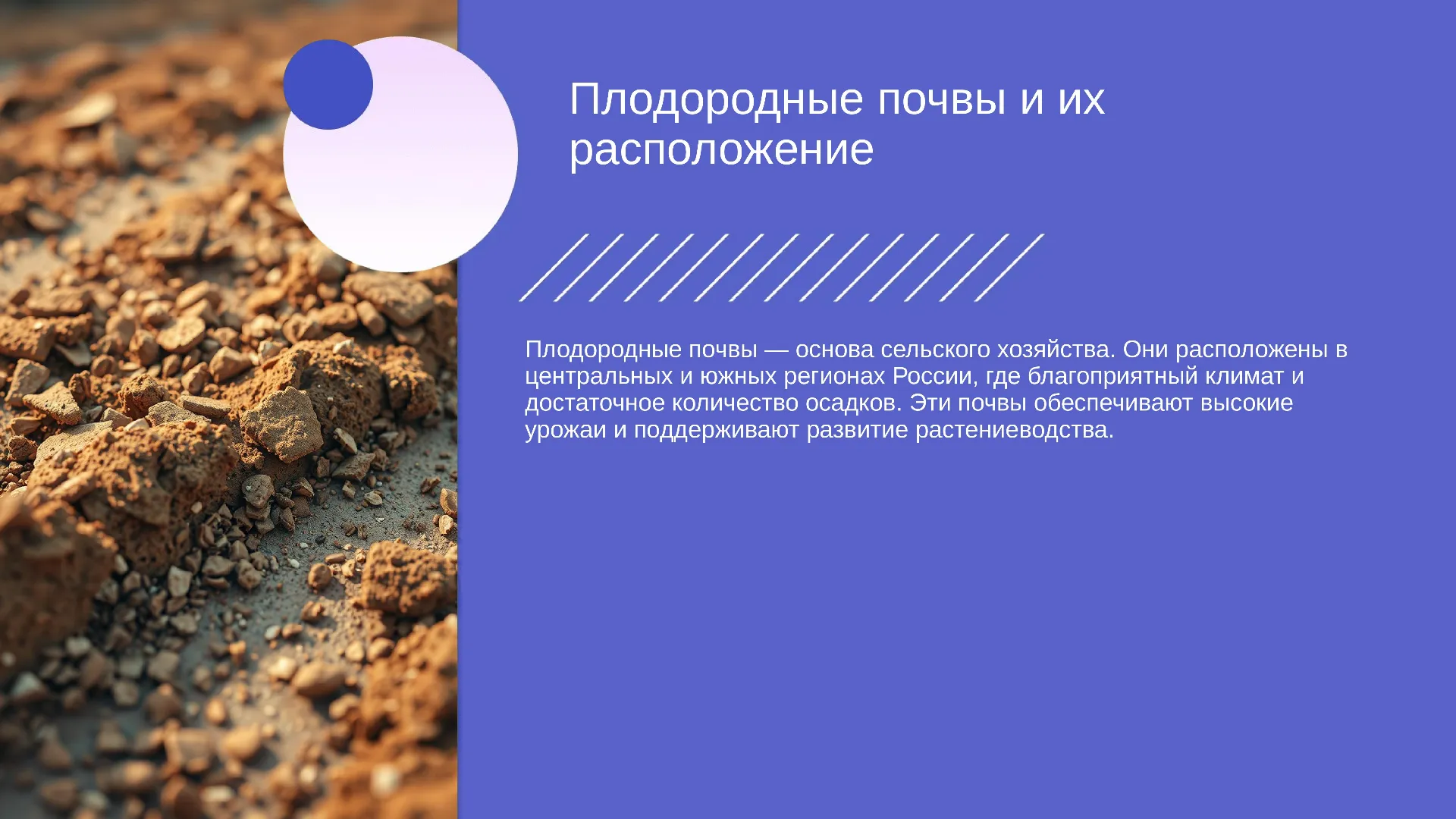 Плодородные почвы и их расположение - слайд для презентации на тему 