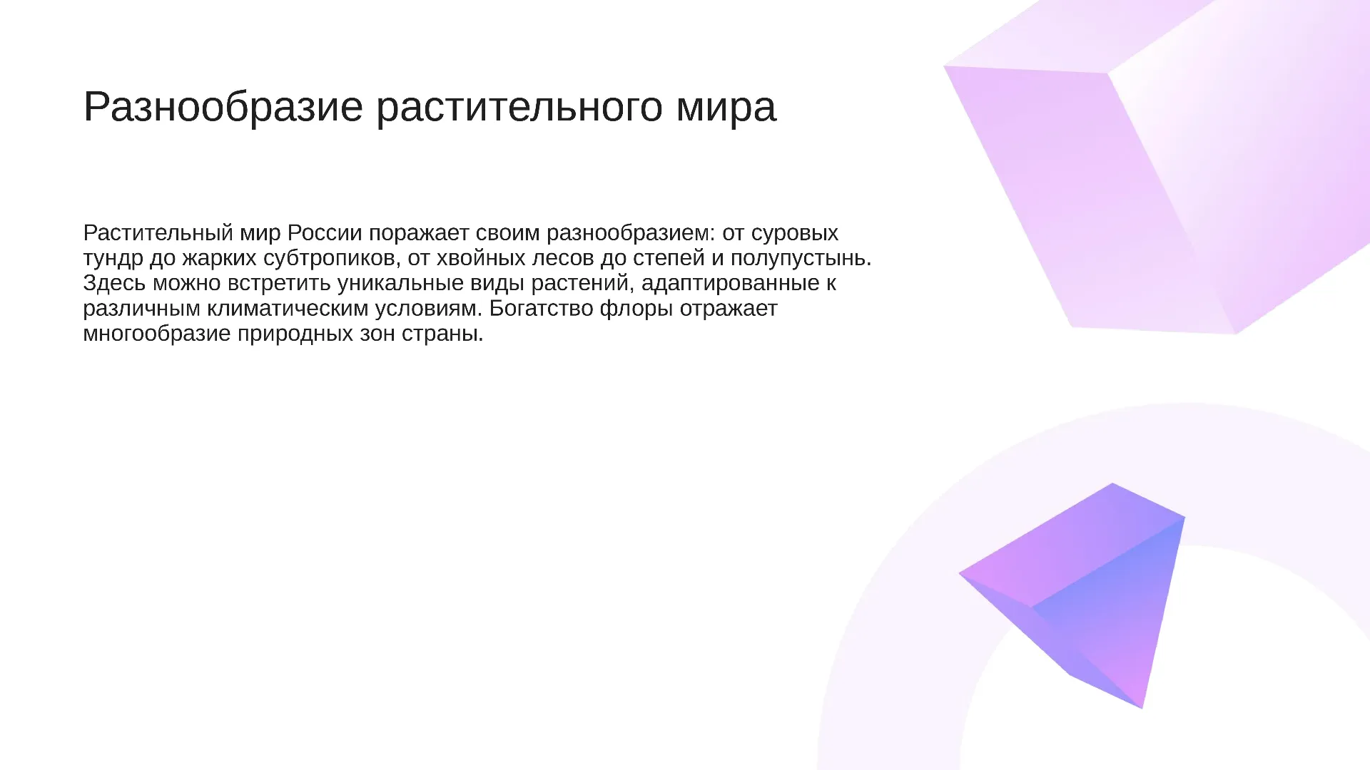 Разнообразие растительного мира - слайд для презентации на тему 
