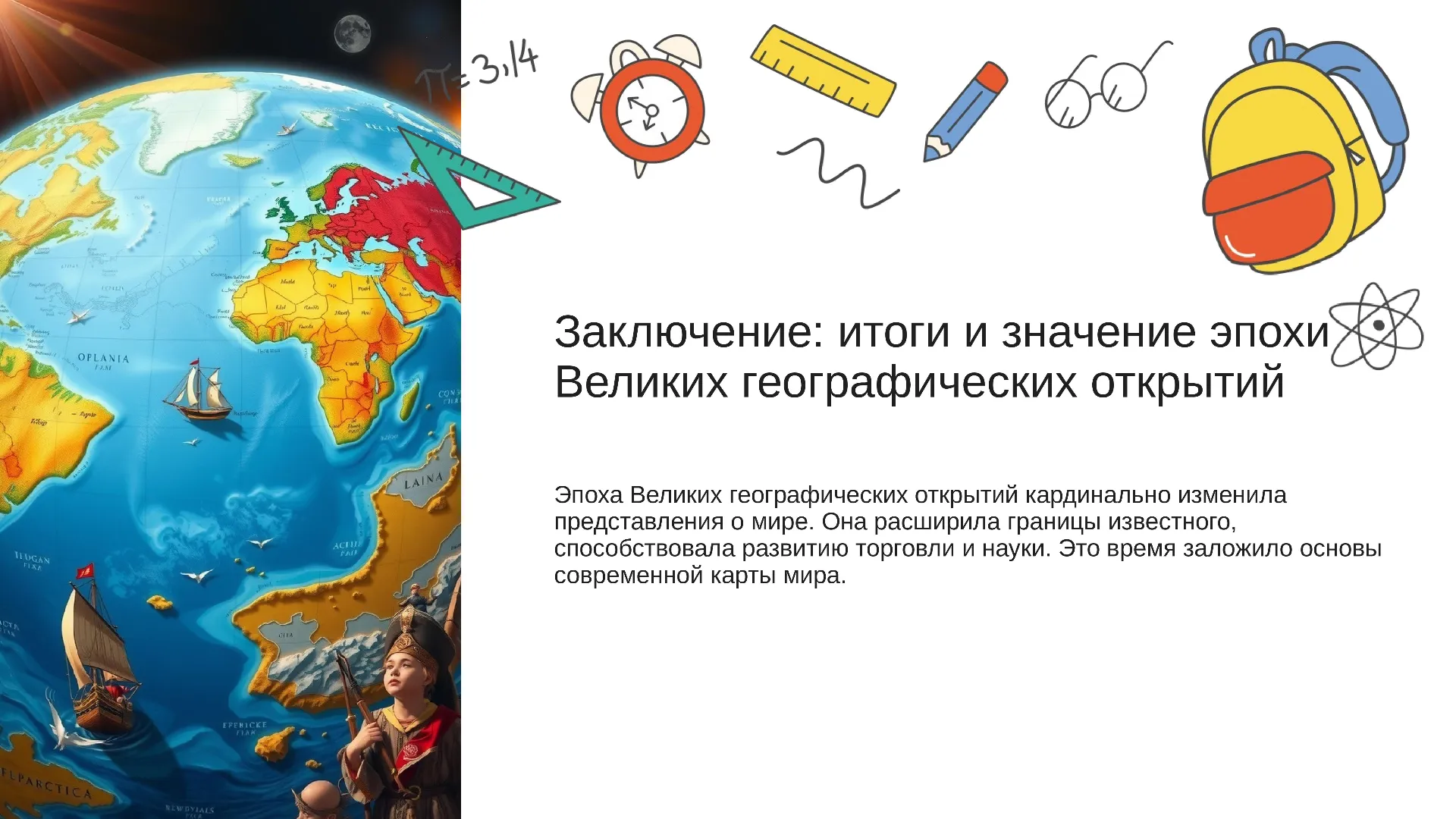 Заключение: итоги и значение эпохи Великих географических открытий - слайд для презентации на тему 