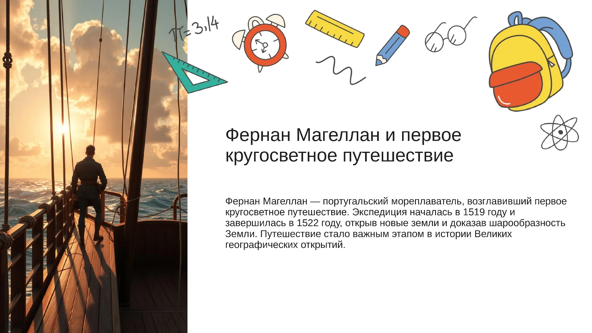 Фернан Магеллан и первое кругосветное путешествие - слайд для презентации на тему 