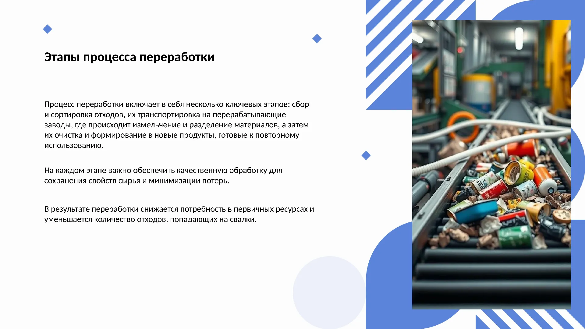 Этапы процесса переработки - слайд для презентации на тему 