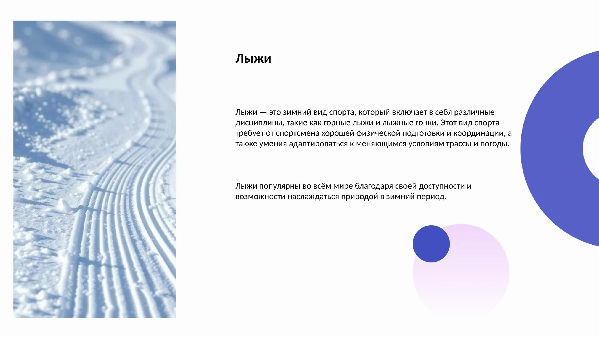 Лыжи - слайд для презентации на тему 