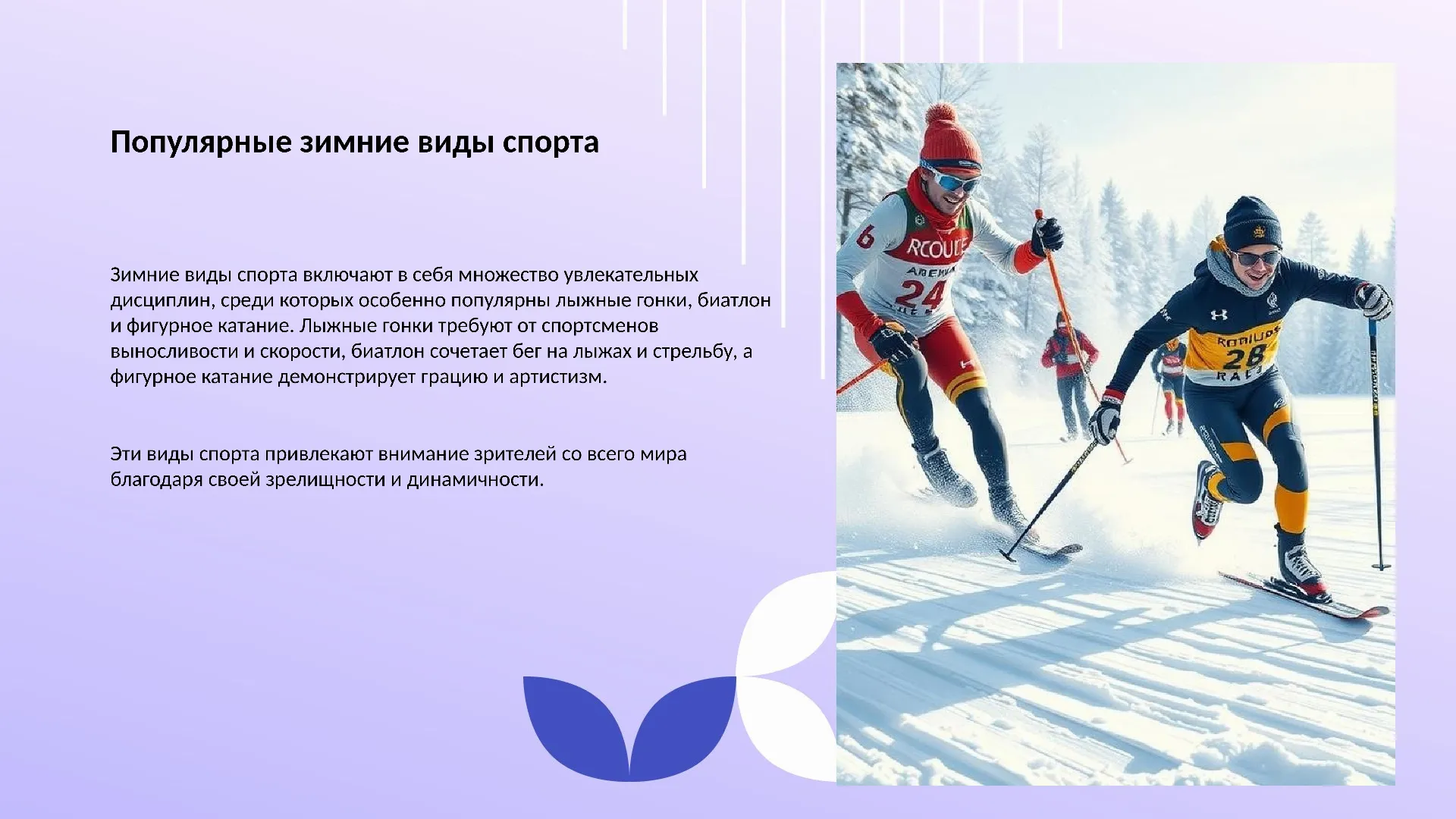 Популярные зимние виды спорта - слайд для презентации на тему 
