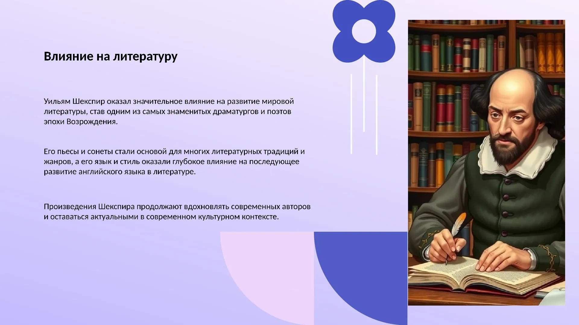 Влияние на литературу - слайд для презентации на тему 
