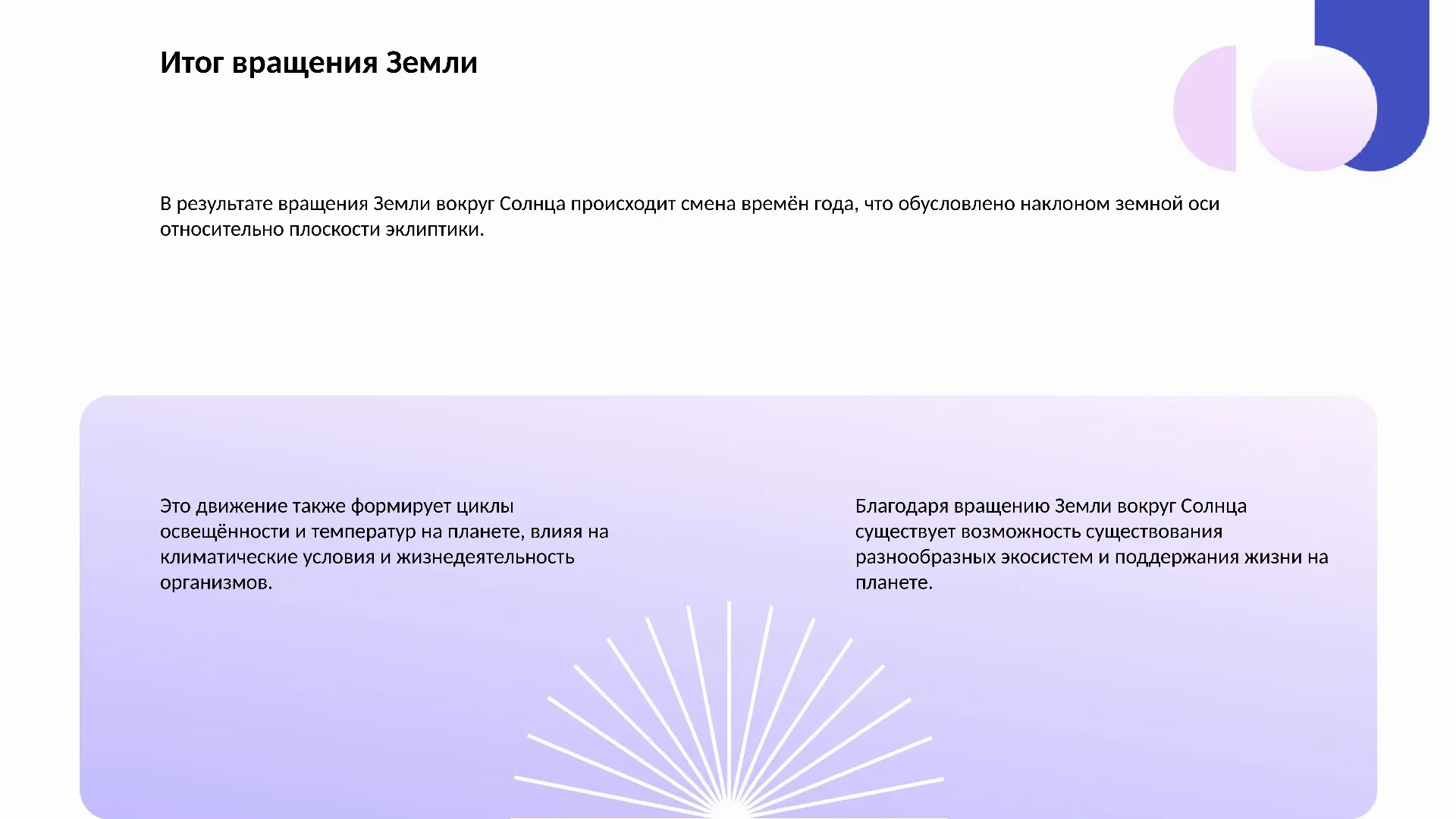 Итог вращения Земли - слайд для презентации на тему 