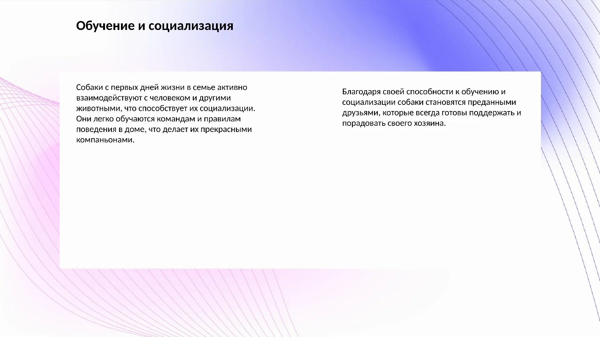Обучение и социализация - слайд для презентации на тему 