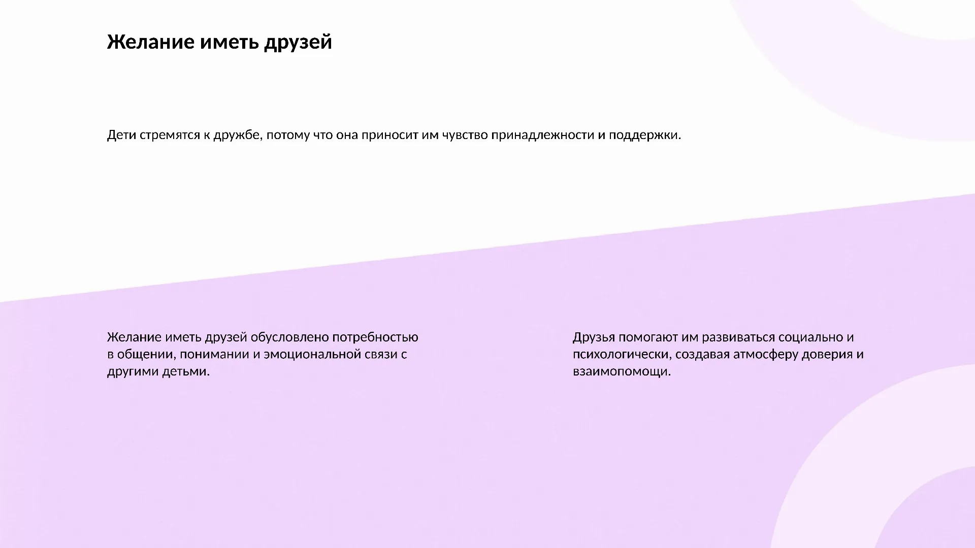 Желание иметь друзей - слайд для презентации на тему 