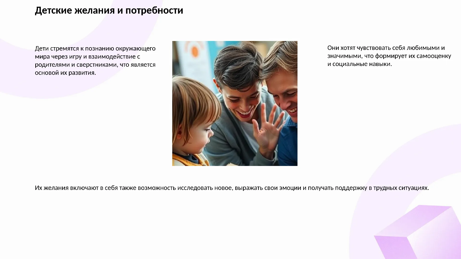 Детские желания и потребности - слайд для презентации на тему 