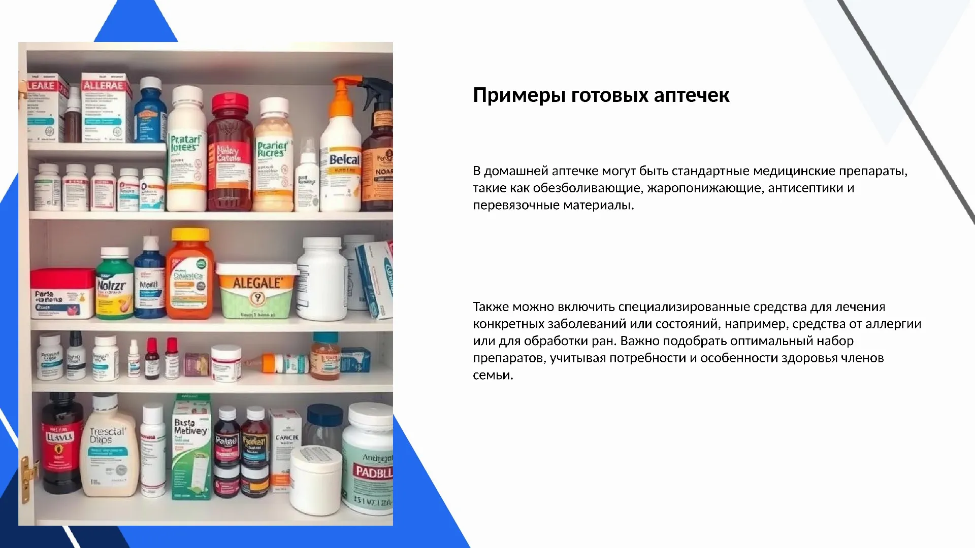 Примеры готовых аптечек - слайд для презентации на тему 