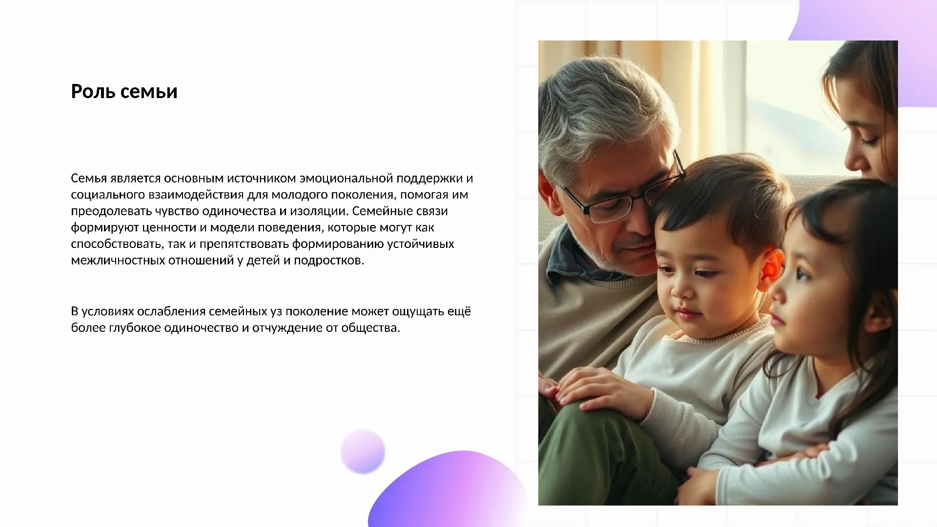Роль семьи - слайд для презентации на тему 