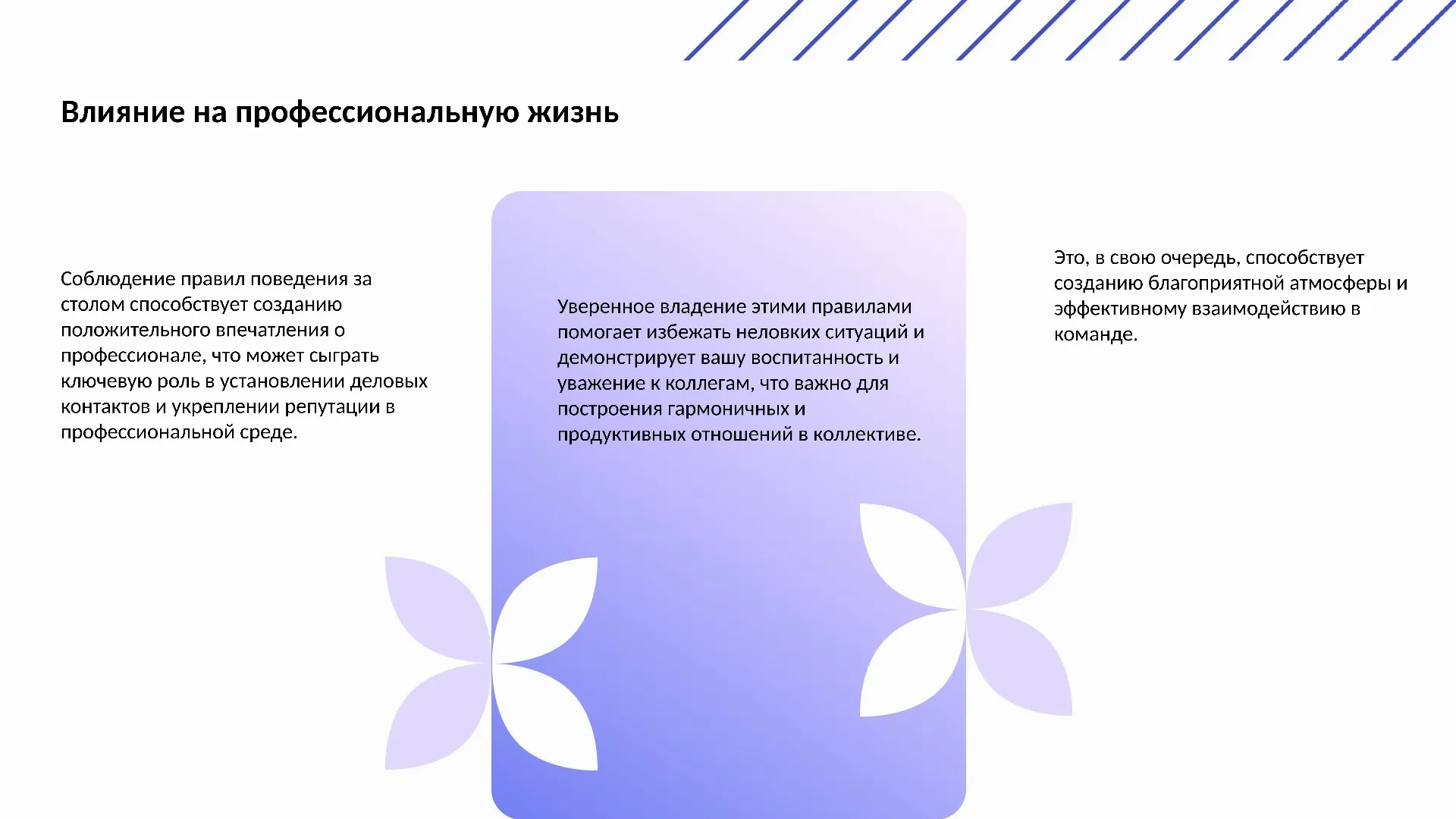 Влияние на профессиональную жизнь - слайд для презентации на тему 