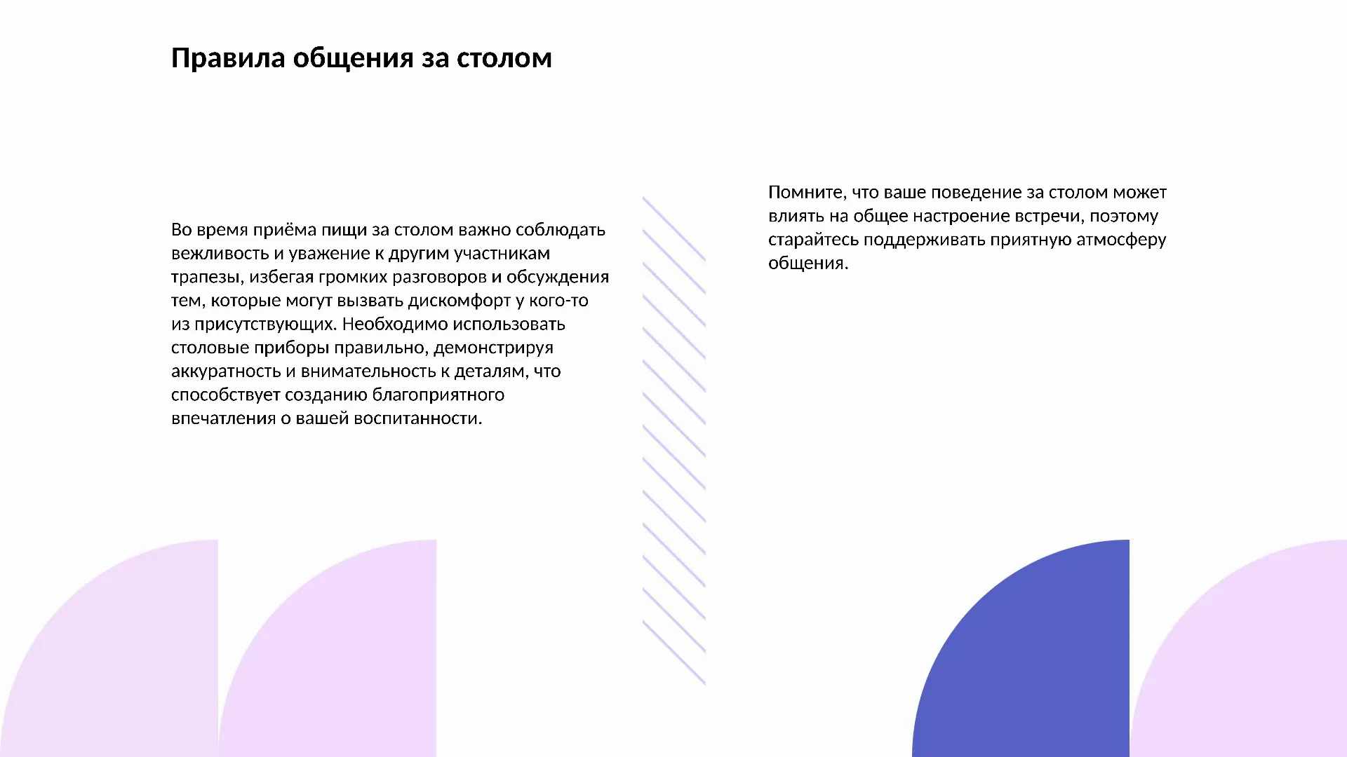 Правила общения за столом - слайд для презентации на тему 
