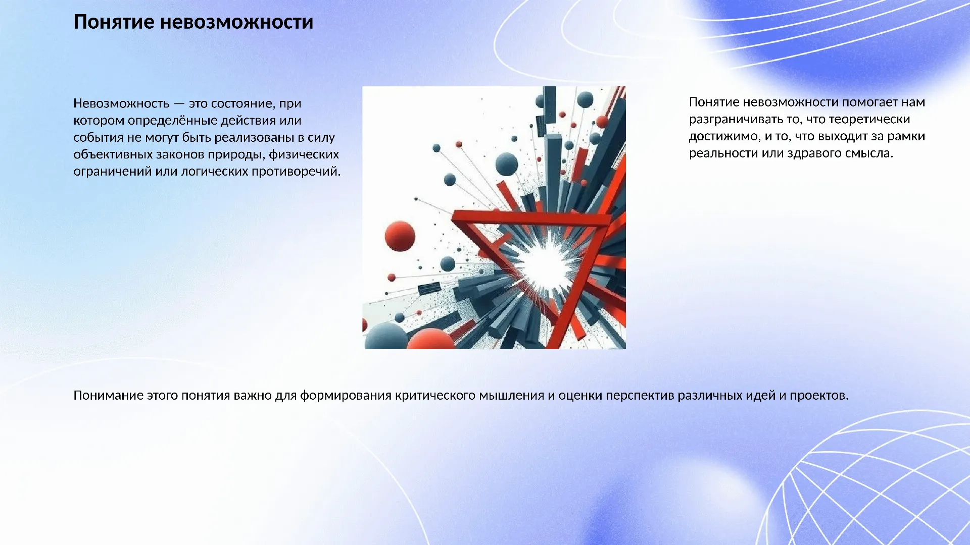 Понятие невозможности - слайд для презентации на тему 