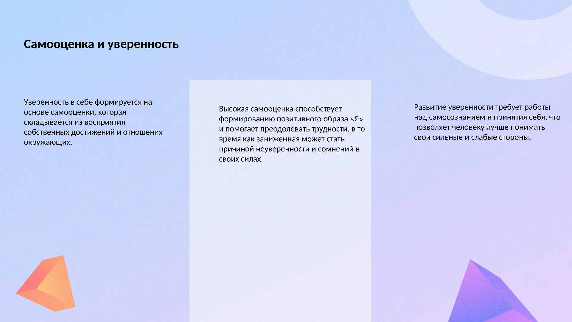 Самооценка и уверенность - слайд для презентации на тему 
