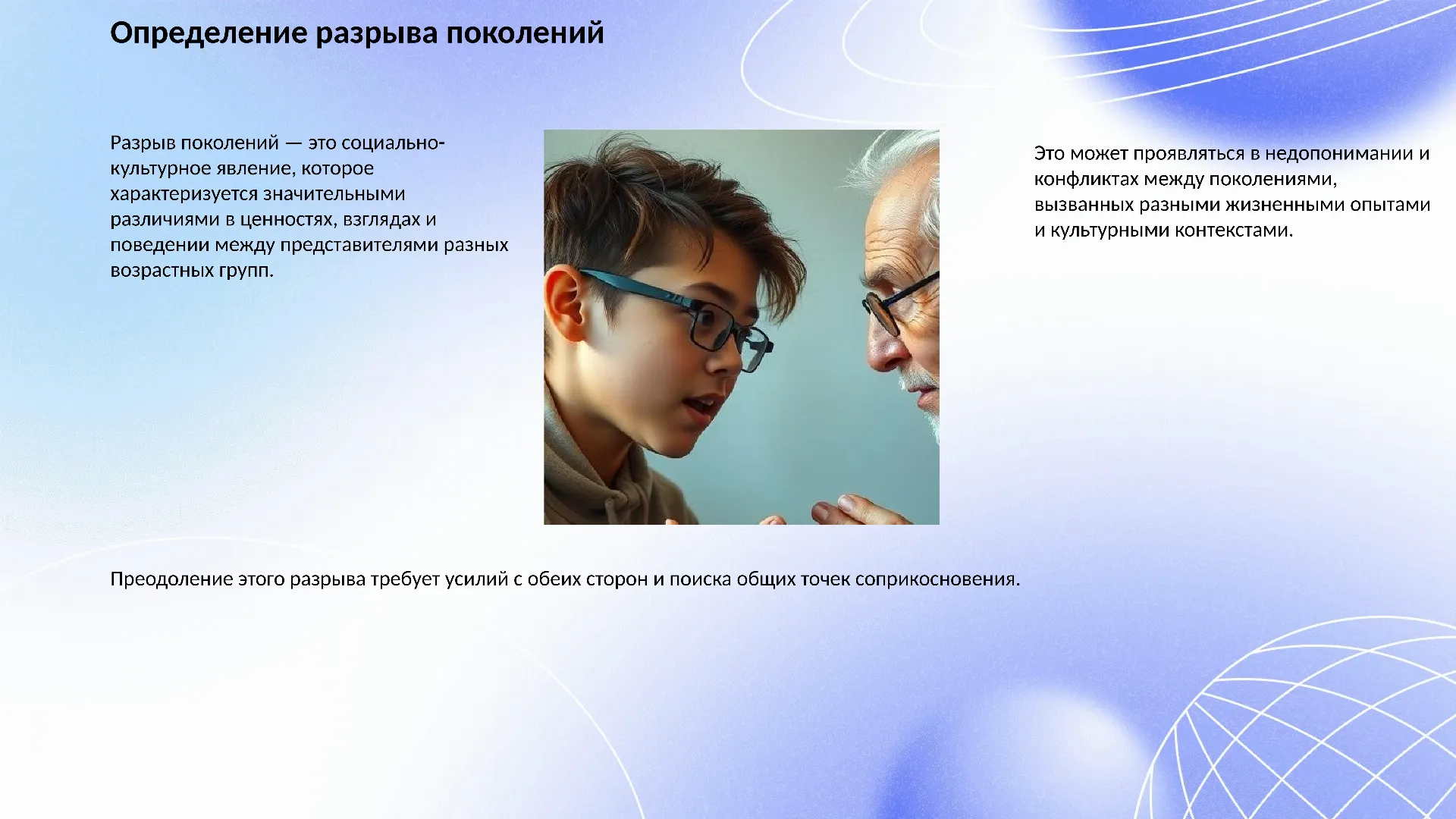 Определение разрыва поколений - слайд для презентации на тему 