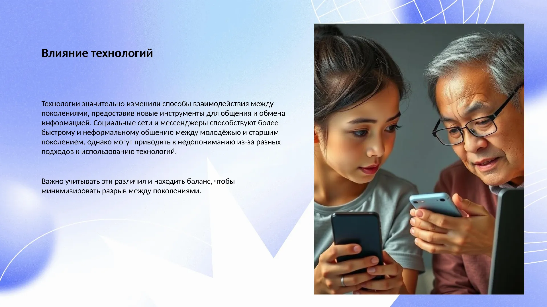 Влияние технологий - слайд для презентации на тему 