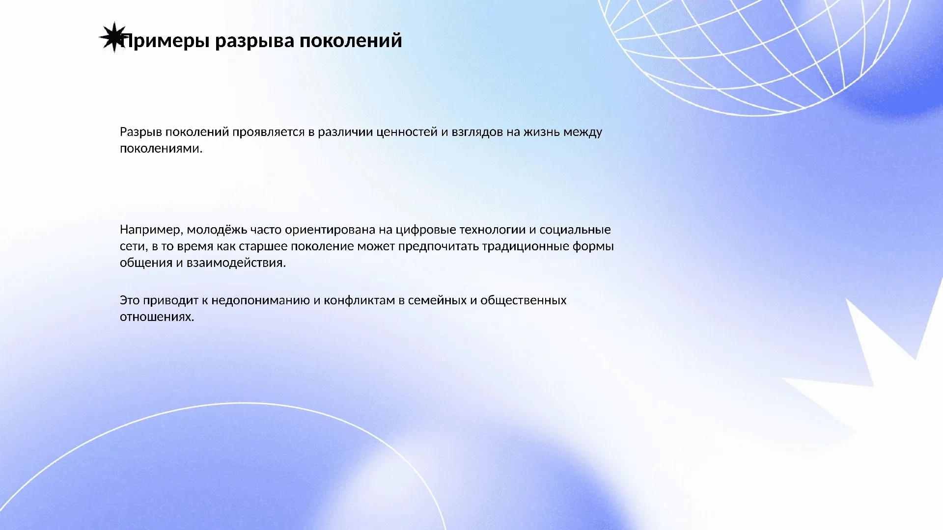 Примеры разрыва поколений - слайд для презентации на тему 