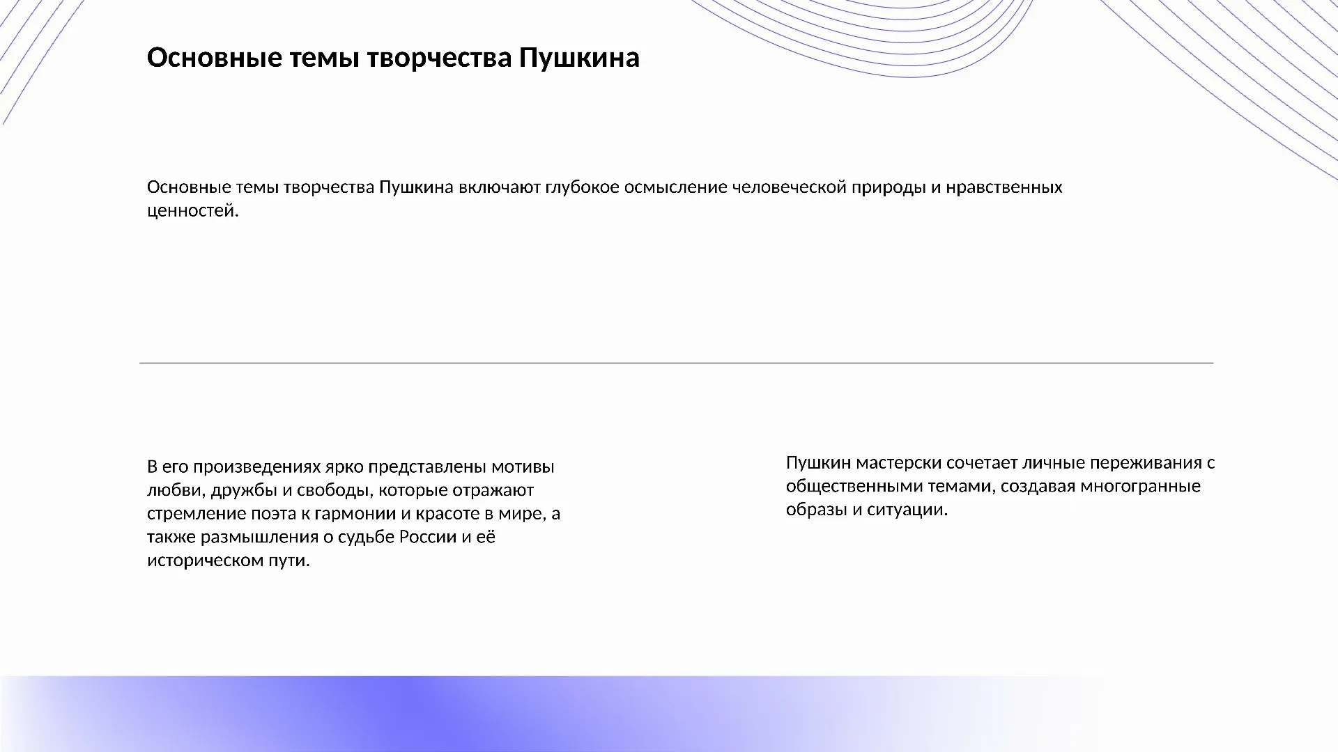 Основные темы творчества Пушкина - слайд для презентации на тему 