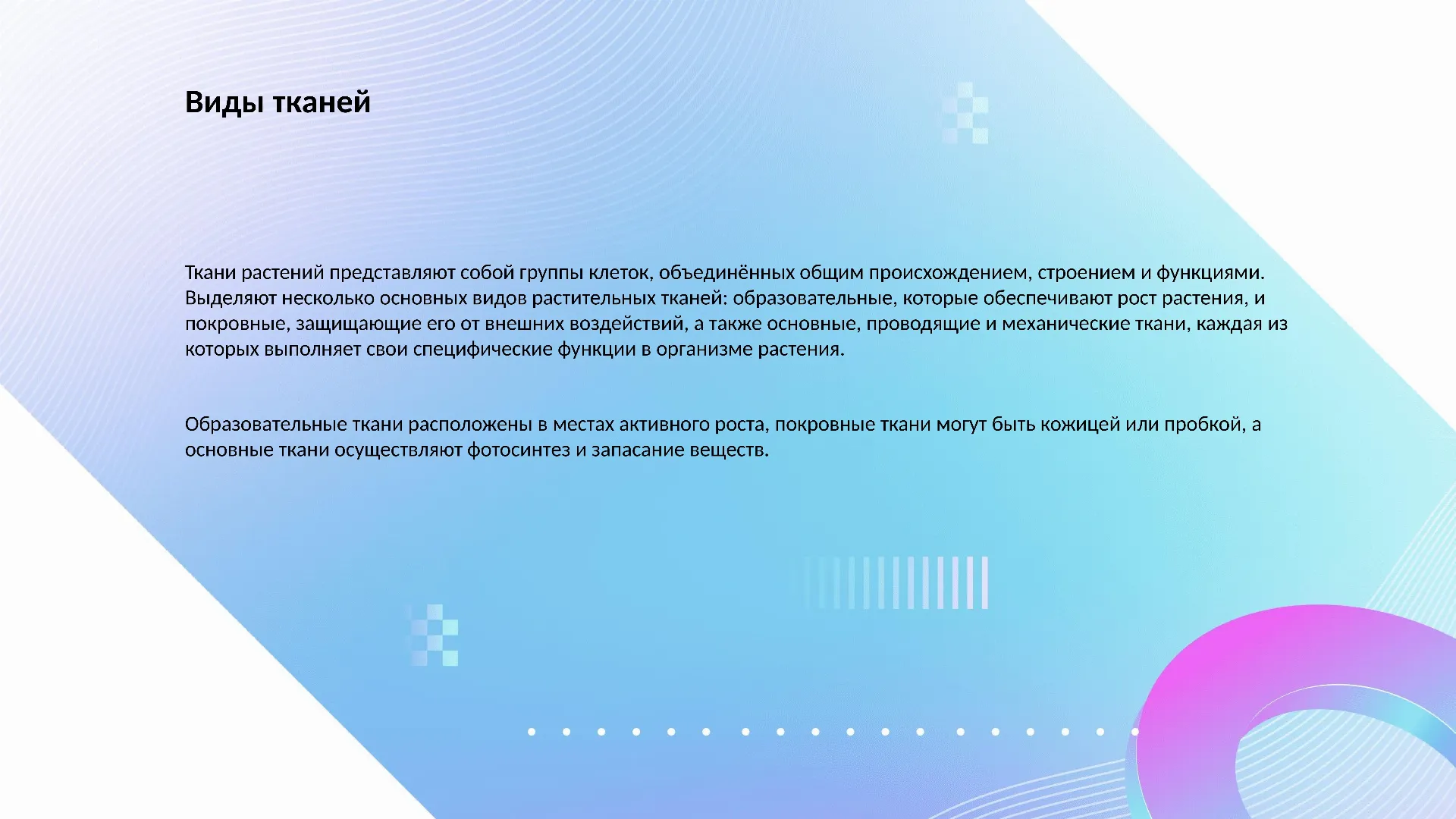 Виды тканей - слайд для презентации на тему 