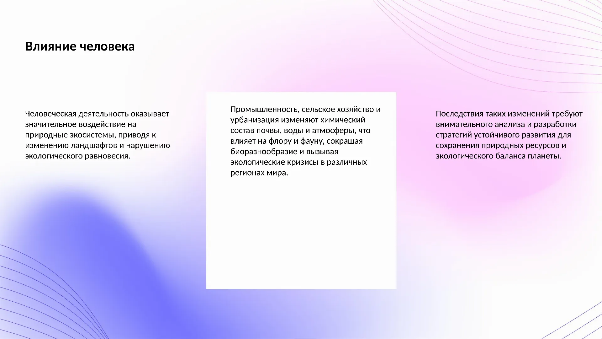 Влияние человека - слайд для презентации на тему 