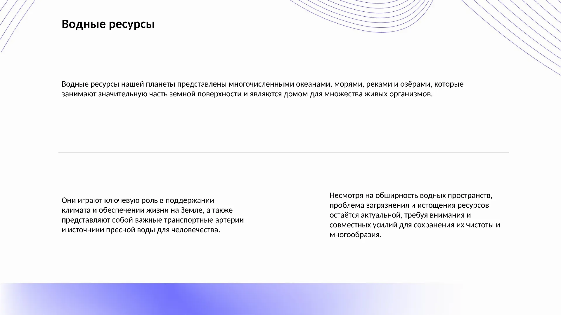Водные ресурсы - слайд для презентации на тему 
