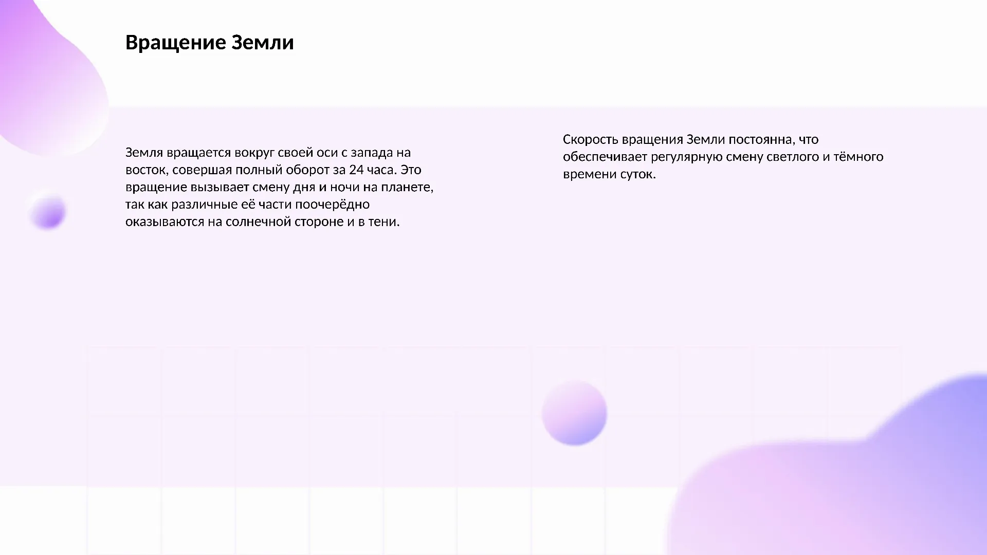 Вращение Земли - слайд для презентации на тему 