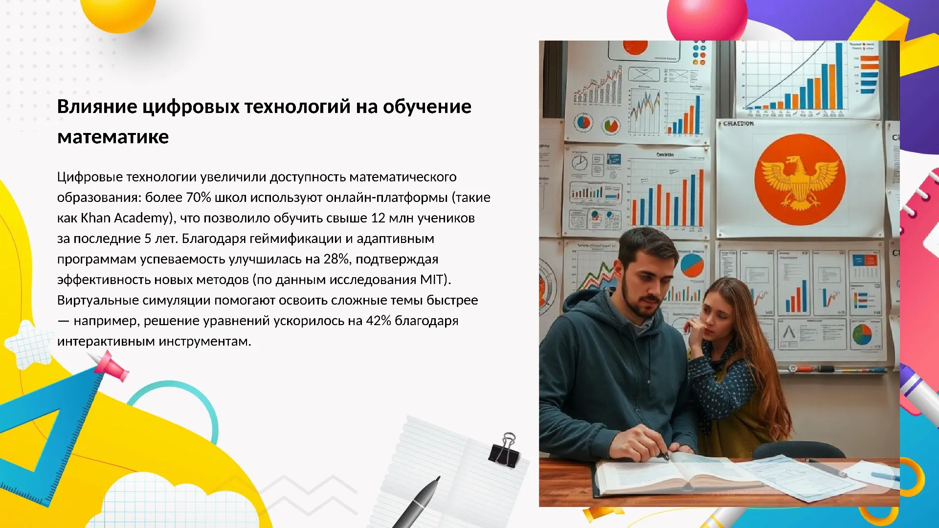 Влияние цифровых технологий на обучение математике - слайд для презентации на тему 