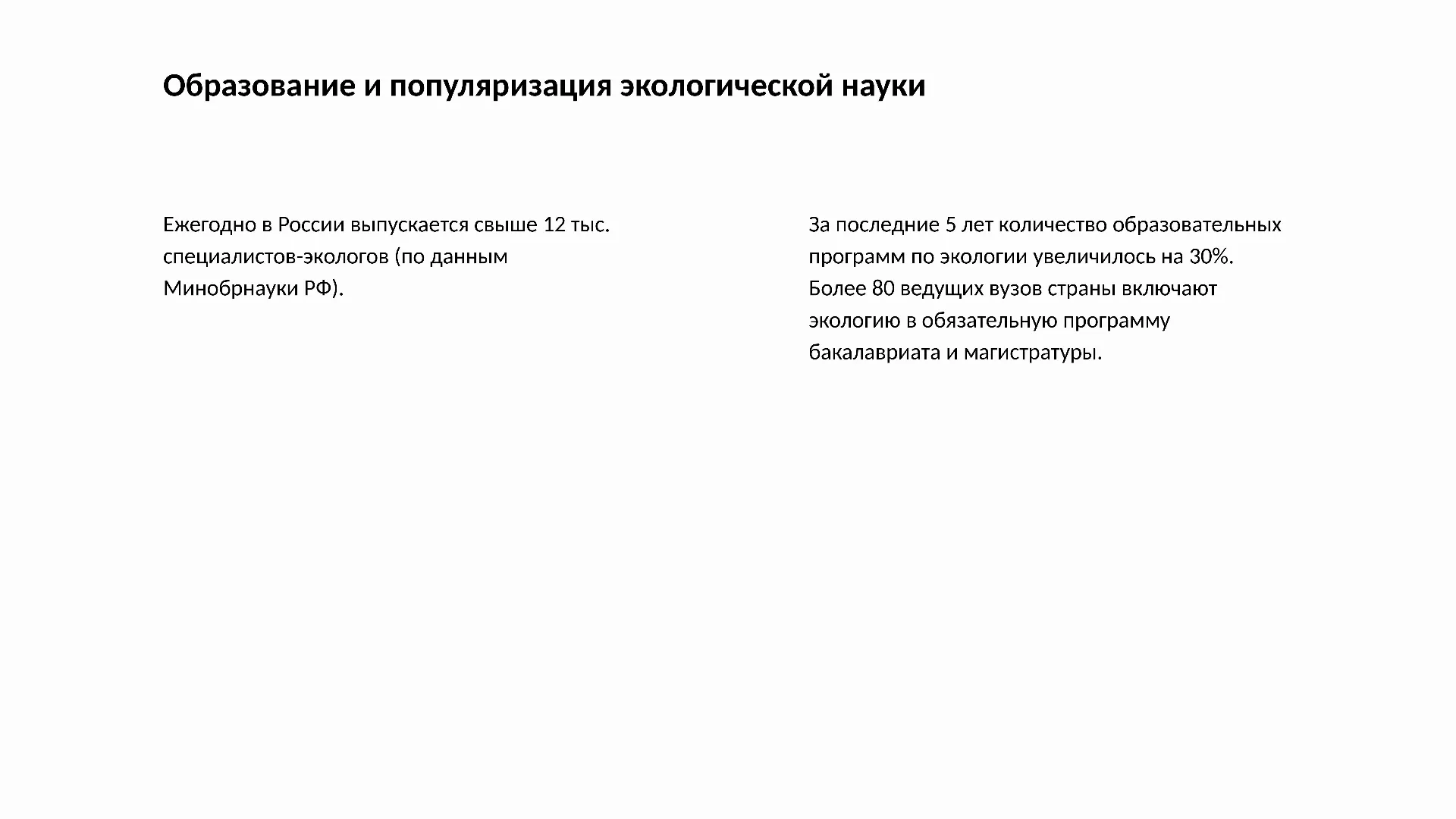 Образование и популяризация экологической науки - слайд для презентации на тему 