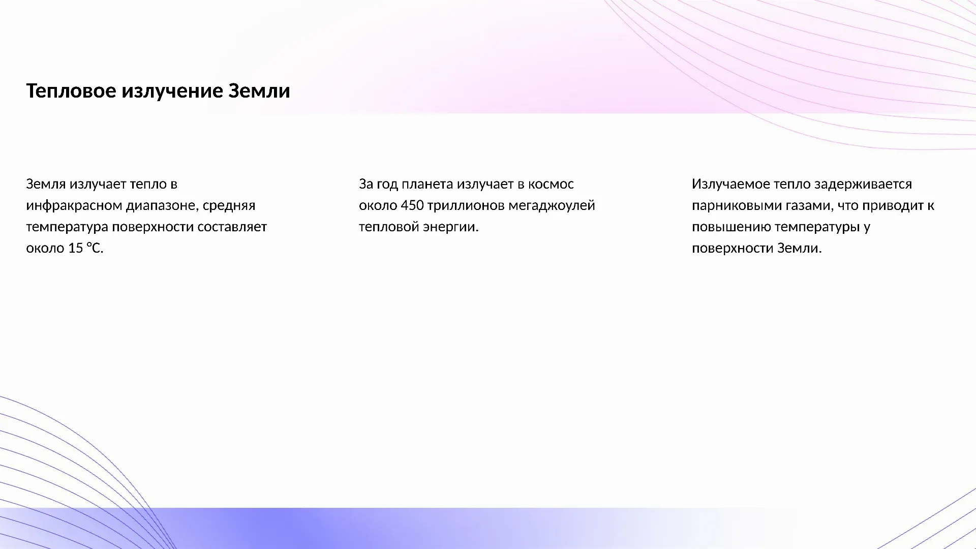 Тепловое излучение Земли - слайд для презентации на тему 
