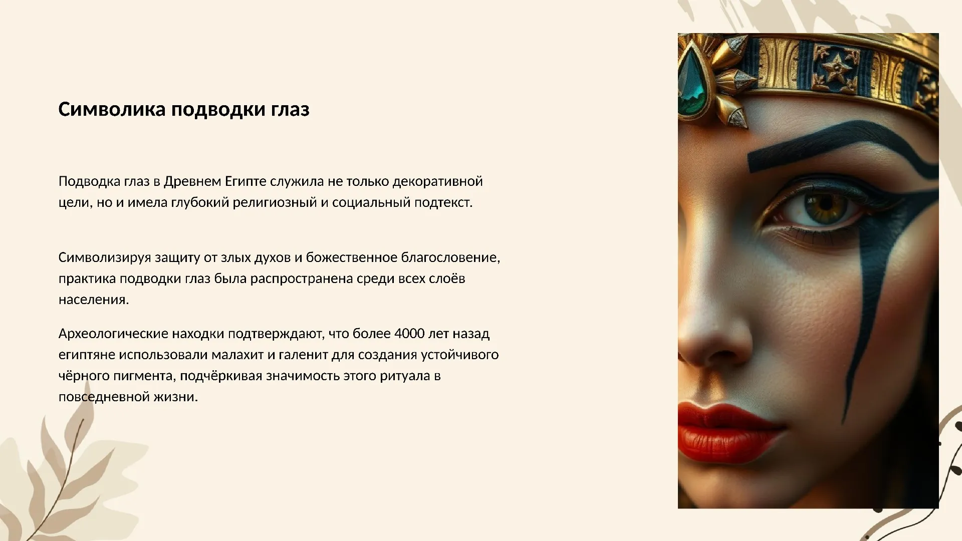 Символика подводки глаз - слайд для презентации на тему 