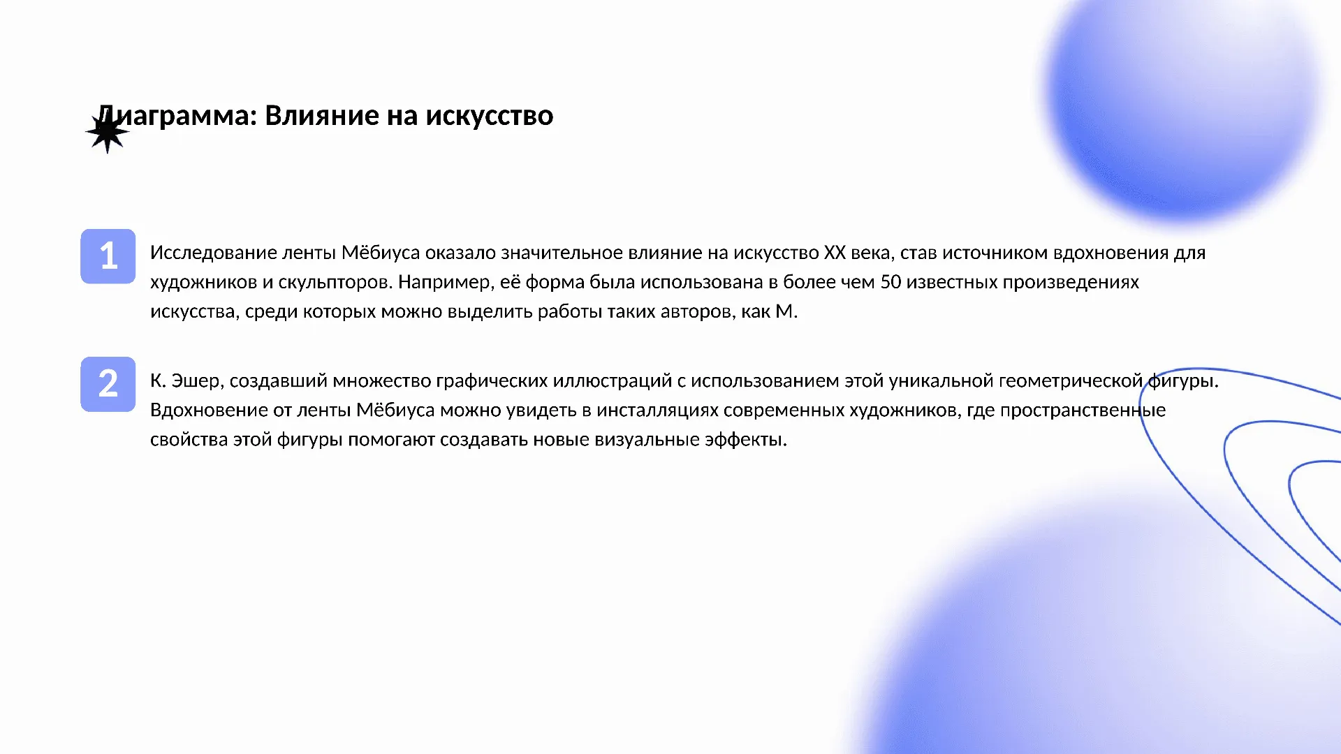 Диаграмма: Влияние на искусство - слайд для презентации на тему 