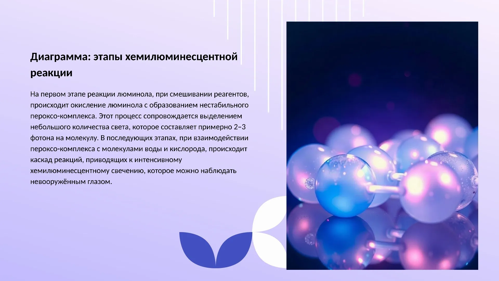 Диаграмма: этапы хемилюминесцентной реакции - слайд для презентации на тему 