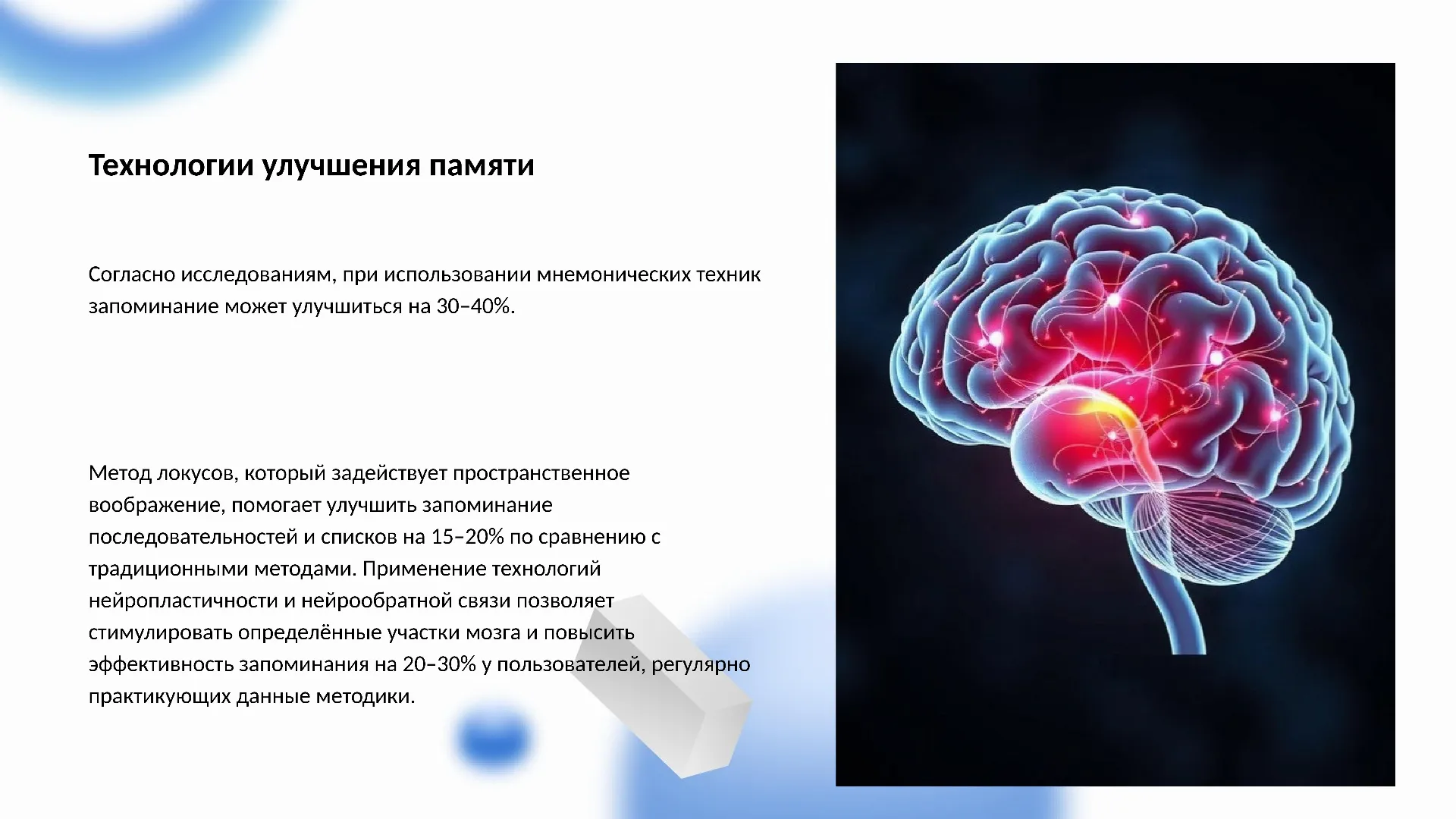 Технологии улучшения памяти - слайд для презентации на тему 