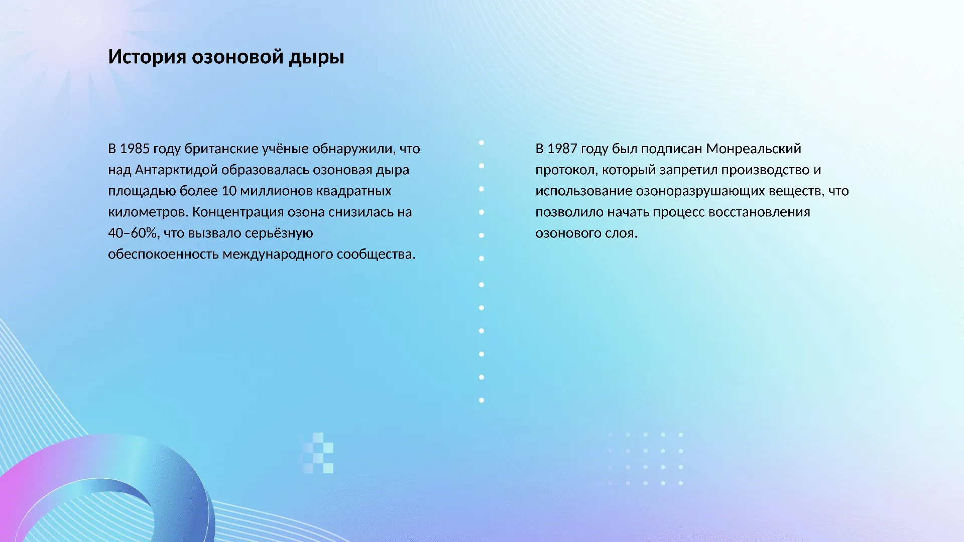 История озоновой дыры - слайд для презентации на тему 